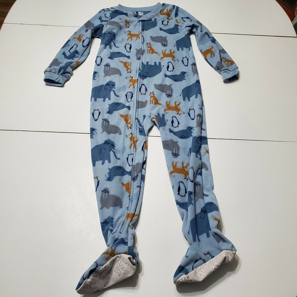 Just One You Carters Boys 5T Footed Pajama Blue Fox Long Sleeve Crew Neck Zipper